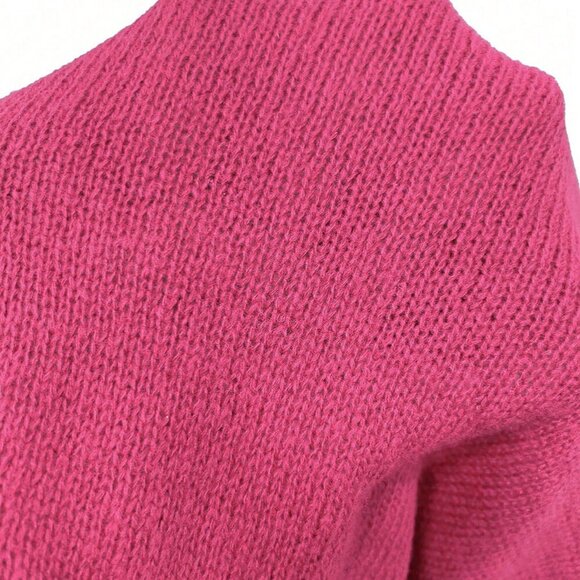 Hot Pink Casual Women's Stand Collar Raglan Sleeve Knit Pullover Sweater - Picture 7 of 8